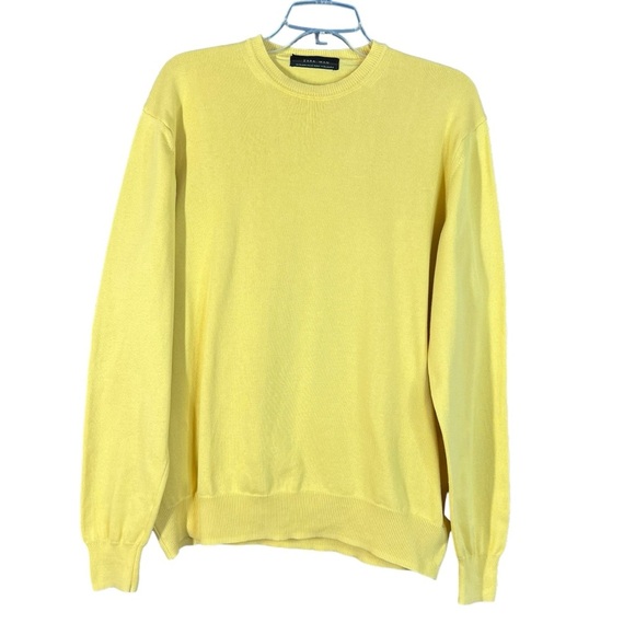 Zara Other - Zara Man Yellow Cotton Crew Neck Long Sleeve Pullover Sweater Men's Size XL